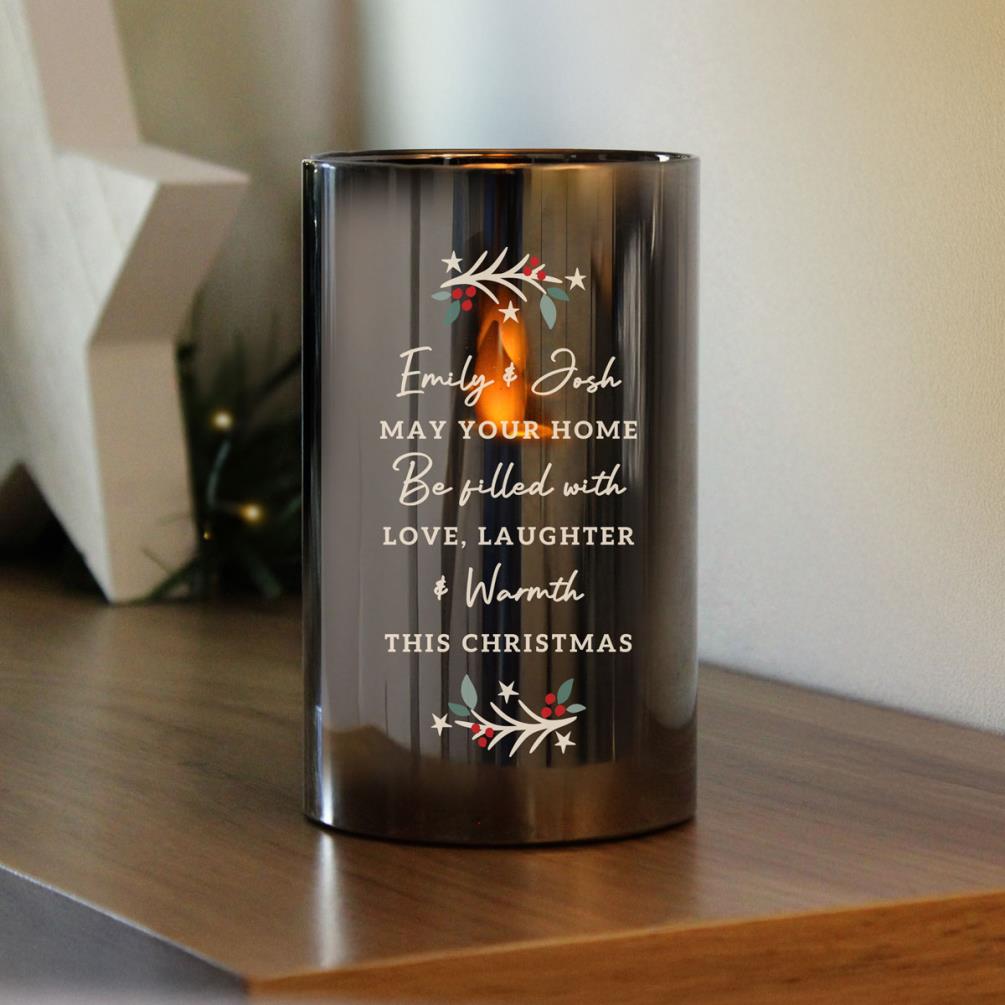 Personalised Christmas Smoked Glass LED Candle Extra Image 3